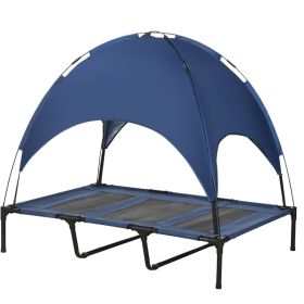48" x 36" Elevated Portable Dog Cot Cooling Pet Bed with UV Protection Canopy Shade, Dark Blue (Option: Blue-910x230x100 mm)